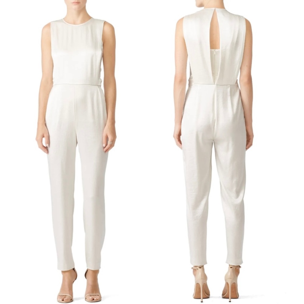 Theory Remaline Admiral Crepe Ivory Jumpsuit (Runs Large, Fits Sz Small) NWT